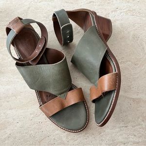 ARRICCI Anthropologie Brown and Green Leather Sandals - Size 9